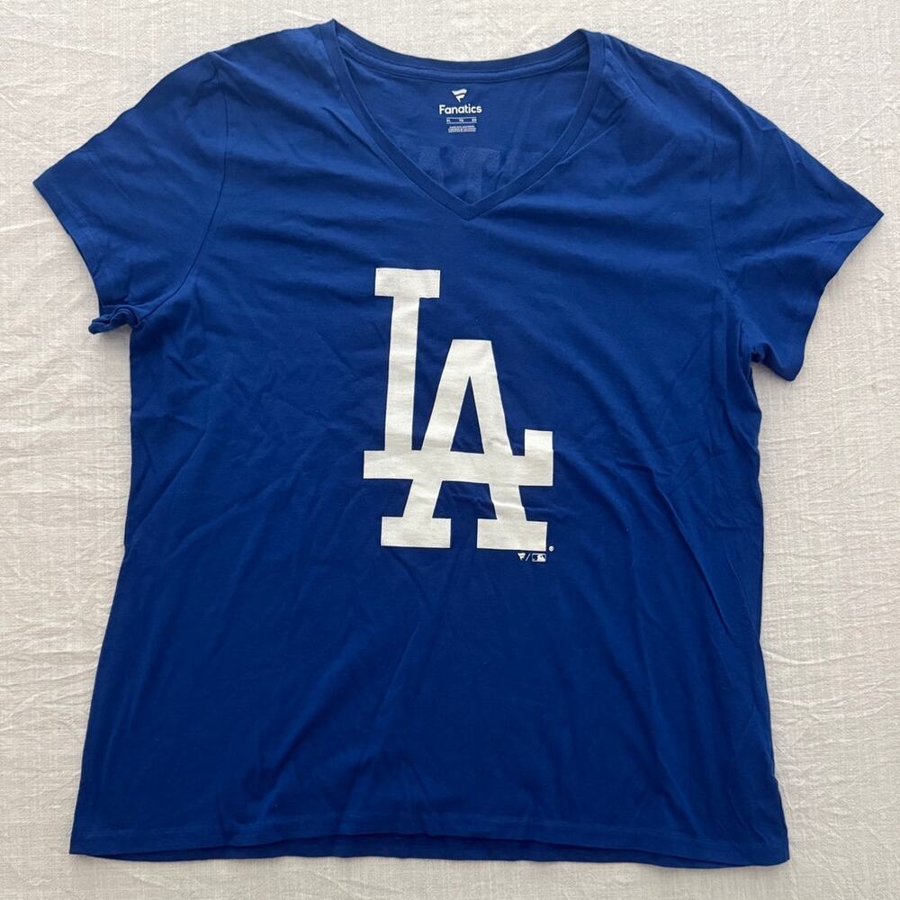 Fanatics NWOT | women's blue LA Dodgers Los Angeles MLB v-neck t-shirt tee | XL